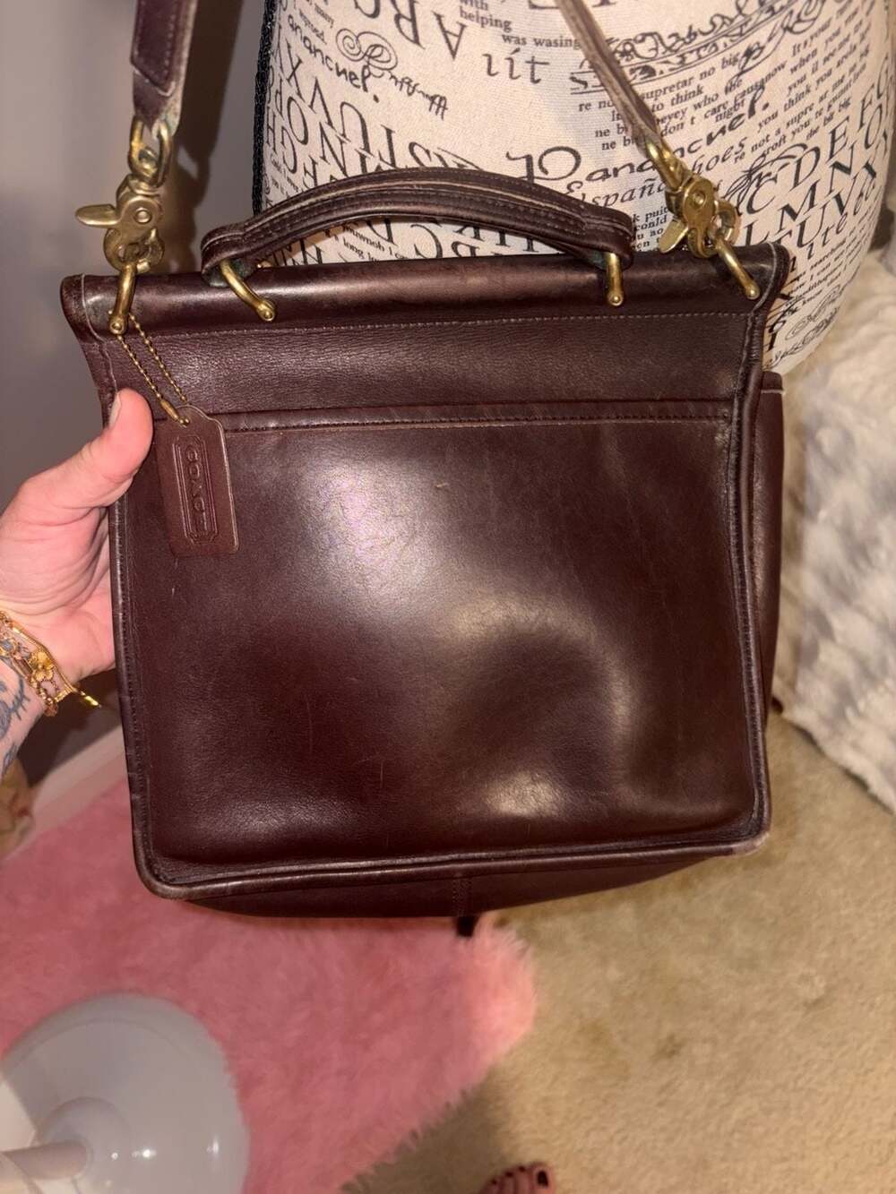 Vintage Coach Willis Bag 9927 Brown Leather Crossbody Top Handle - Picture 6 of 6